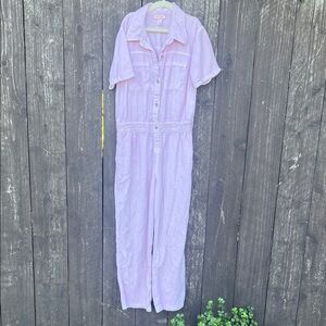 Light Pink Denim Jumpsuit